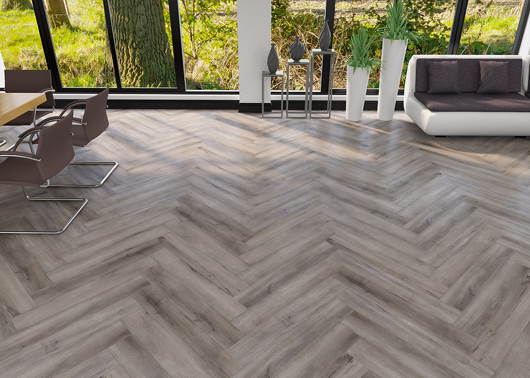 CYRUS FLOORS Herringbone Vinyl SPC - Frosted AS001