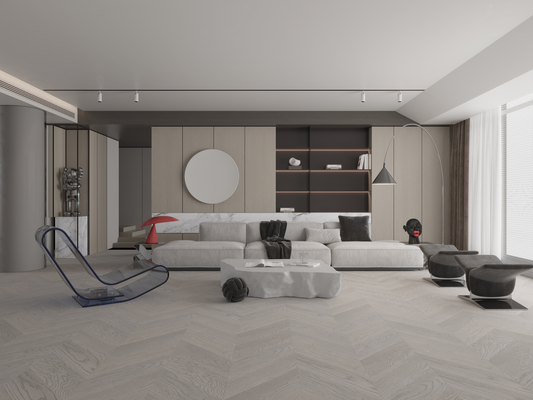 Vidar Chevron 3/4" Engineered Hardwood - American Oak Snow Flake