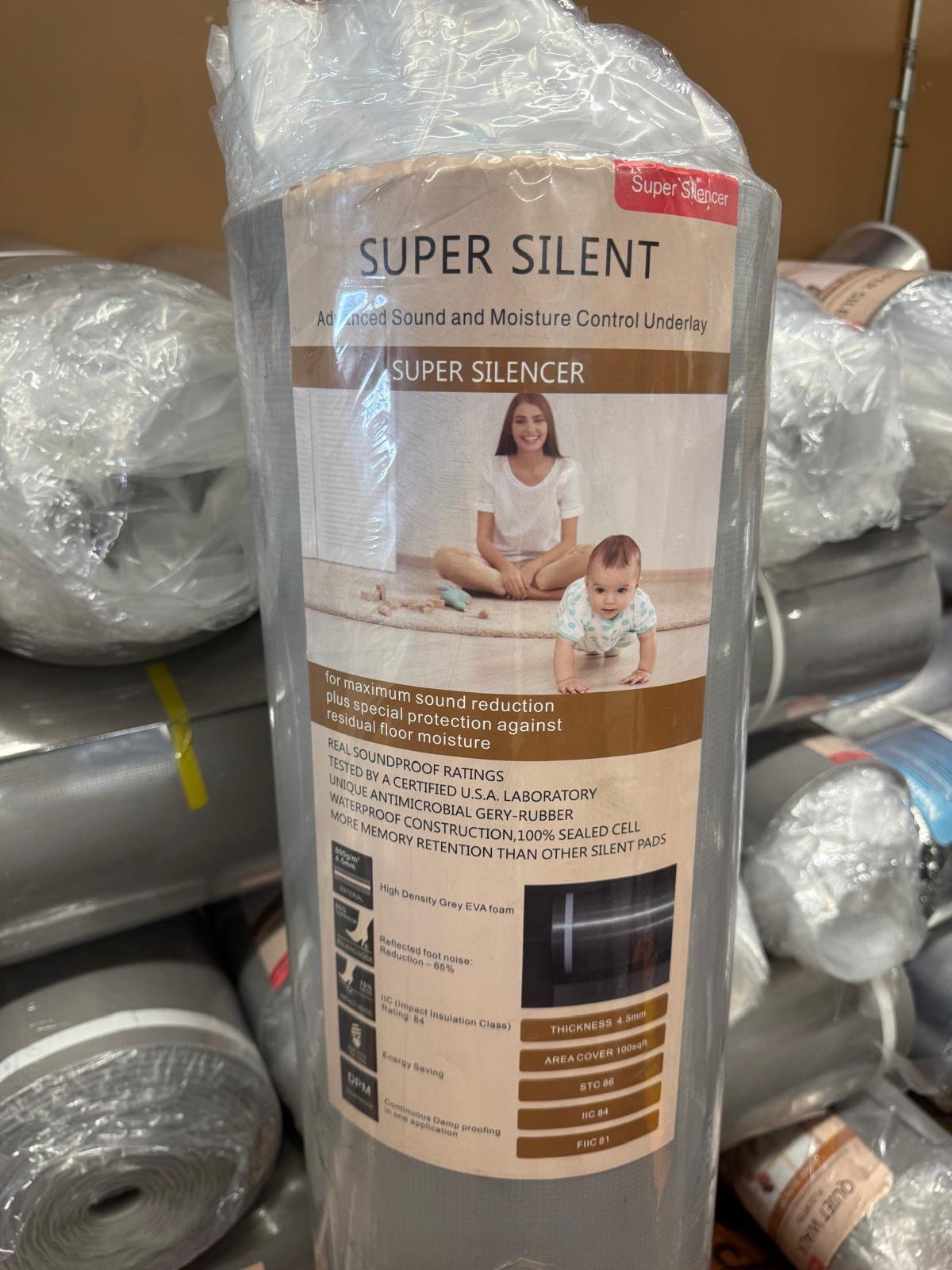 Silent Underlayment - Super Silencer Advanced Sound and Moisture Control IIC 84 & STC 86