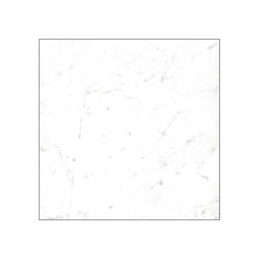 A tiled floor featuring Classica 12x12 Carrara tiles in a modern bathroom setting.