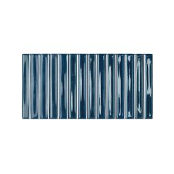 Close-up view of Colour Notes 5"x10" Indigo Bars ceramic wall tile showing its texture and colour