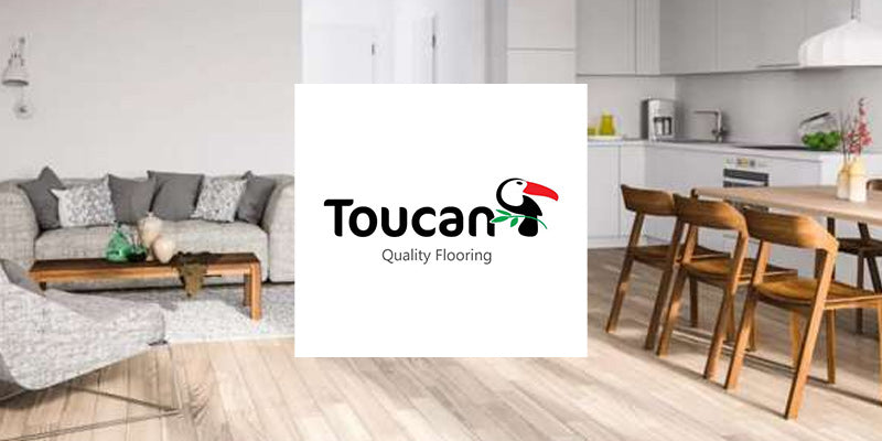 Toucan flooring logo on a picture of flooring home