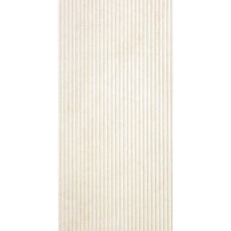 A close-up view of the Canve Craie 3D Trait matte glazed porcelain tile, showing its textured surface and light color.