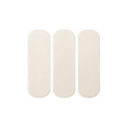 Close-up view of Calema 2x6 White Gloss Oval Glazed Ceramic Wall Tiles, showing their shape and glossy finish.