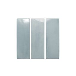 Close-up view of Calema 2"x6" Sky Gloss Glazed Ceramic Wall Tile showing its blue color and glossy finish
