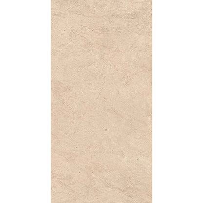 A stack of Canve Sable glazed porcelain tiles, highlighting the rectified edges and consistent sizing.