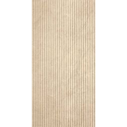 Close-up view of a single Canve Sable 3D Trait glazed porcelain tile, showing its textured surface and brown color.