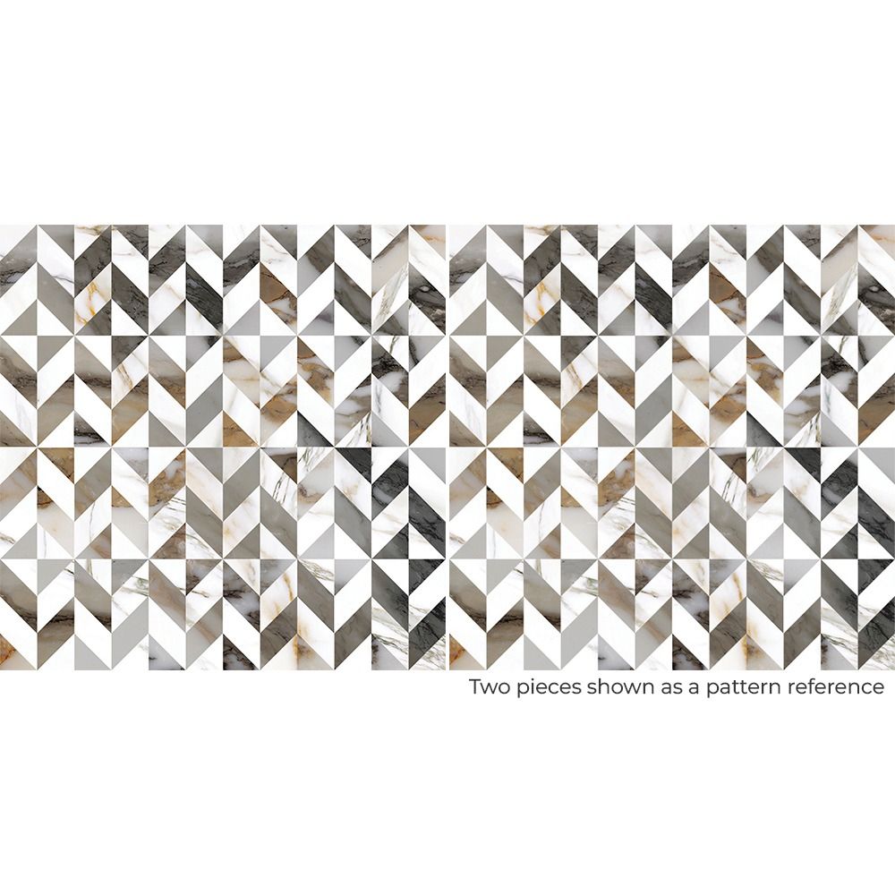 Arrangement of multiple Cava Domum Satin Decor tiles showcasing the V3 moderate variation in pattern.