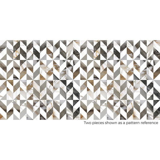 Arrangement of multiple Cava Domum Satin Decor tiles showcasing the V3 moderate variation in pattern.
