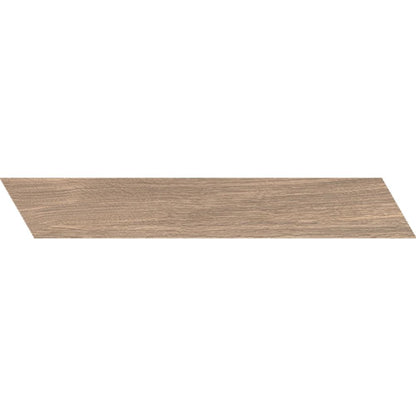Full view of an installed floor featuring Cocoon Ease chevron tiles in a room setting