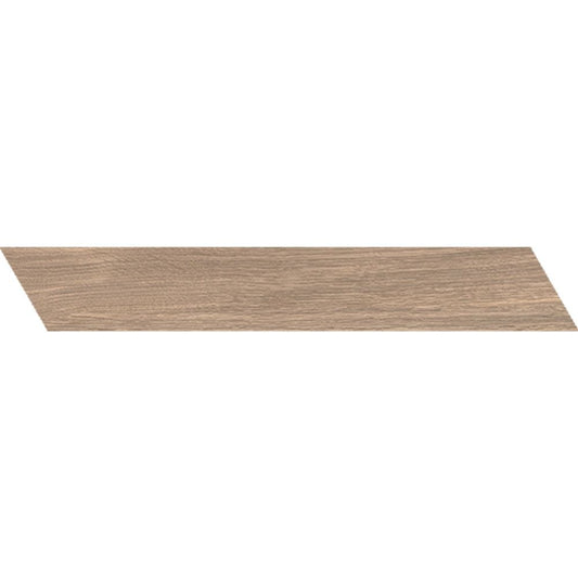 Full view of an installed floor featuring Cocoon Ease chevron tiles in a room setting