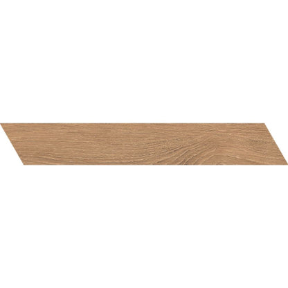 Detail of the matte finish and slight variation of the Cocoon Joy chevron tile