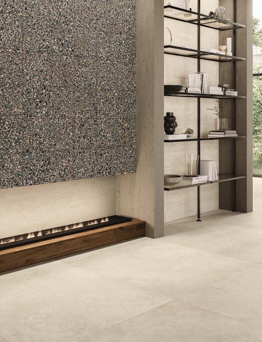 Full view of a Civic 24x24 Multicolour Black matte porcelain tile against a white background