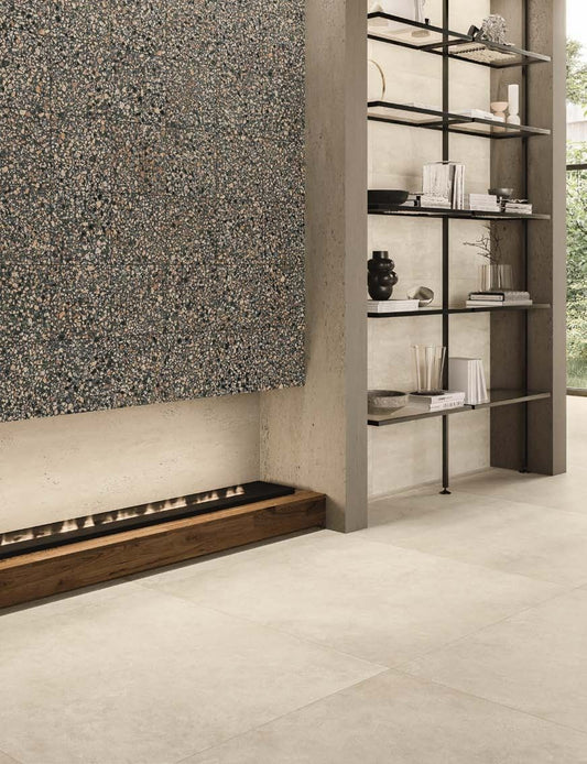 Full view of a Civic 24x24 Multicolour Black matte porcelain tile against a white background