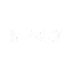 Close-up view of a single Classica 3x12 Carrara glazed porcelain tile showing its white and grey veining.