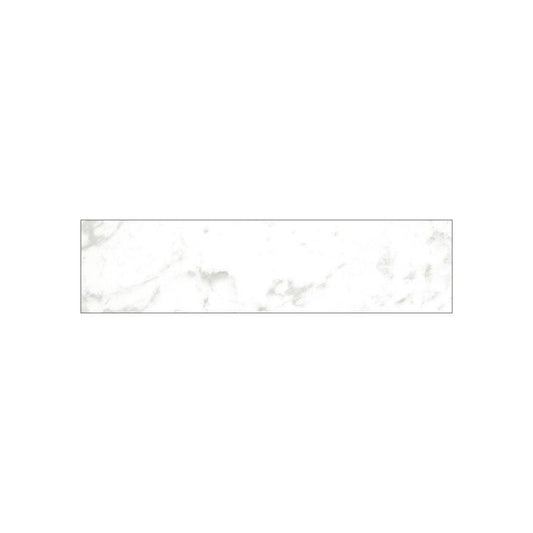 A stack of Classica 3x12 Carrara glazed porcelain tiles, highlighting the rectified edges.