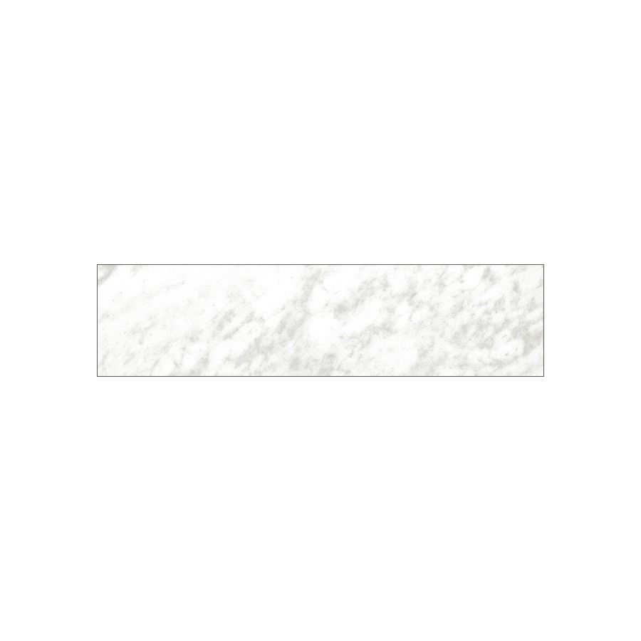 A modern kitchen backsplash featuring Classica 3x12 Carrara tiles in a horizontal layout.