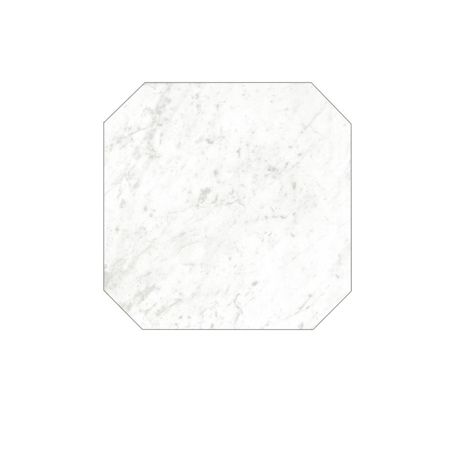 A close-up of multiple Classica 8x8 Ottagona Carrara tiles laid out, emphasizing the rectified edges and consistent grout lines.