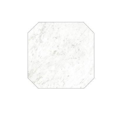 A close-up of multiple Classica 8x8 Ottagona Carrara tiles laid out, emphasizing the rectified edges and consistent grout lines.
