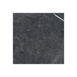Close-up view of a single Classica Nero Marquina glazed porcelain tile, showing its dark colour and subtle veining.