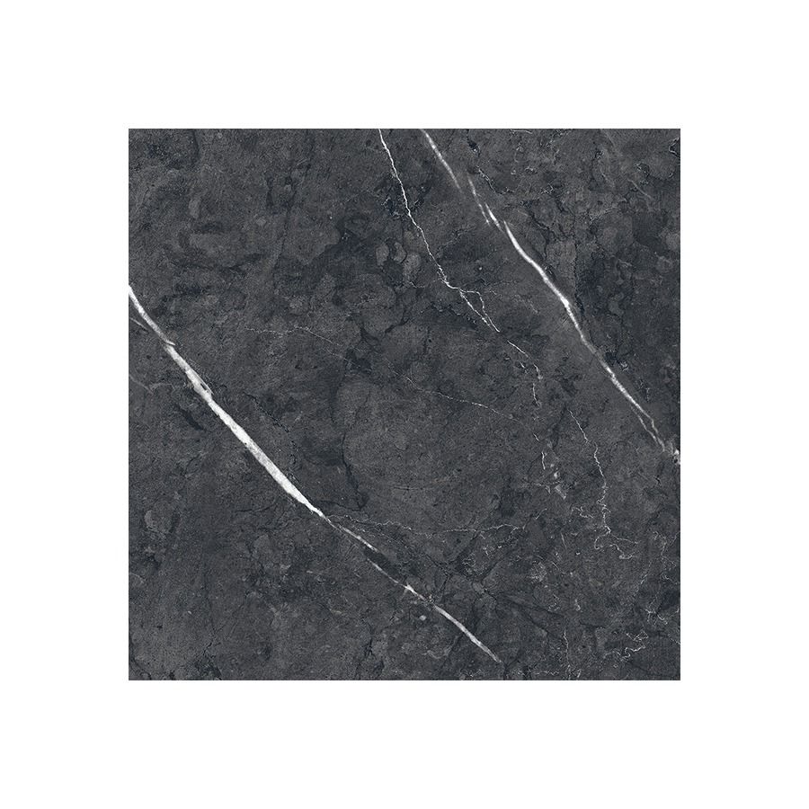 Detail shot of the rectified edge of the Classica Nero Marquina tile, highlighting its precise cut.