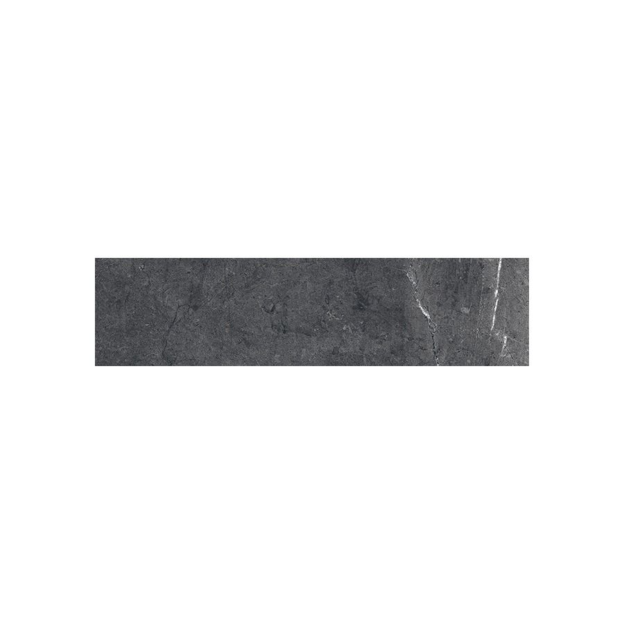 A tiled surface featuring multiple Classica 3x12 Nero Marquina tiles, highlighting the rectified edges and minimal grout lines.