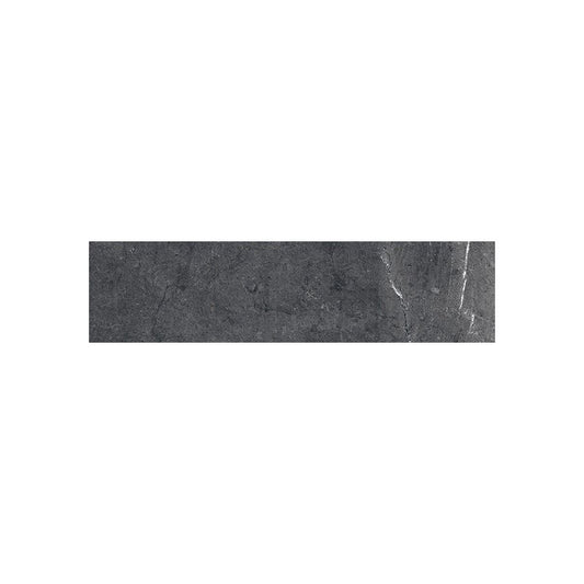 A tiled surface featuring multiple Classica 3x12 Nero Marquina tiles, highlighting the rectified edges and minimal grout lines.