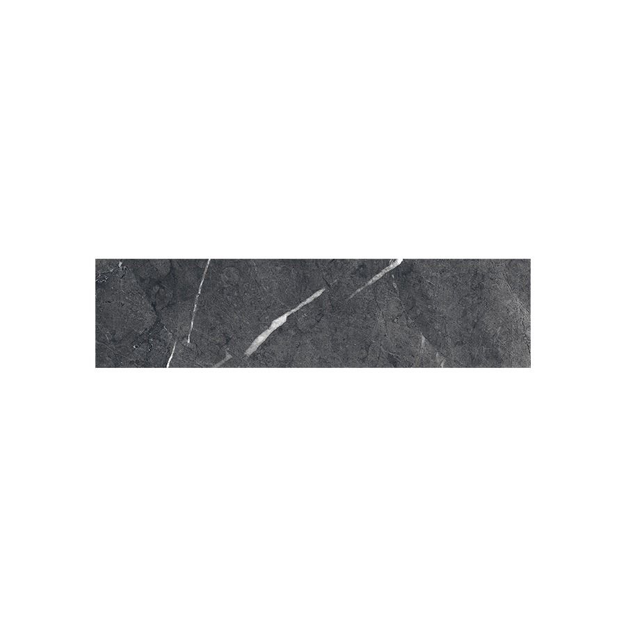 Detail shot of the tile's surface, showing the glazed finish and slight variation in the Nero Marquina pattern.