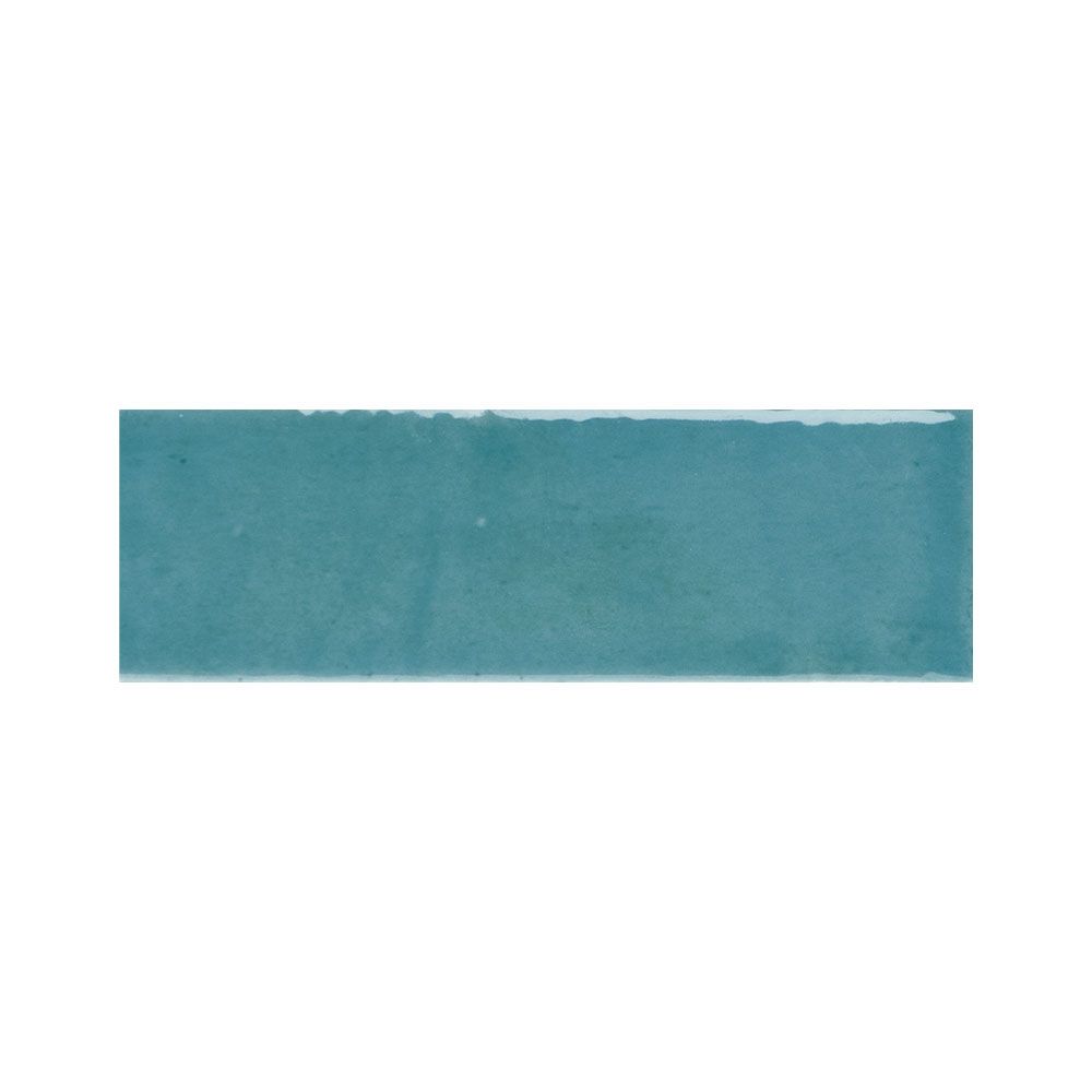 Detail shot of the Azur blue gloss tile surface, showing its reflective quality