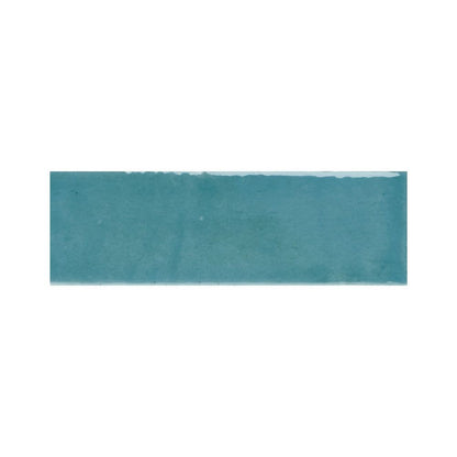 Detail shot of the Azur blue gloss tile surface, showing its reflective quality