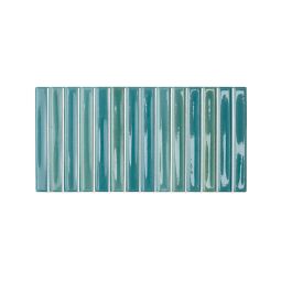 Close-up view of Ames Tile Colour Notes 5"x10" Azur Bars ceramic wall tile, showing its textured surface and vibrant blue colour.