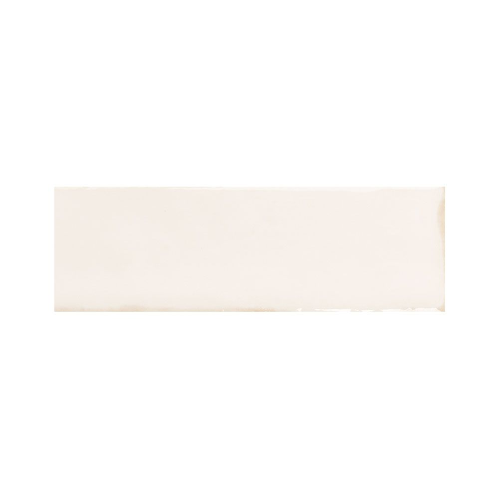A stack of Ames Tile Colour Notes 2"x5" Oat Gloss ceramic wall tiles, viewed from the side to show thickness.