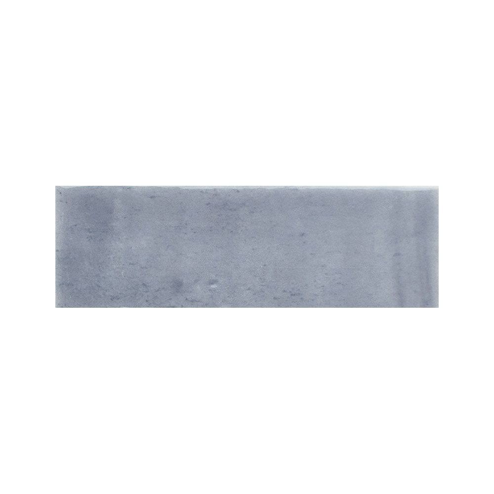 Colour Notes 2"x5" Viola Gloss ceramic wall tiles showing the edge profile and thickness