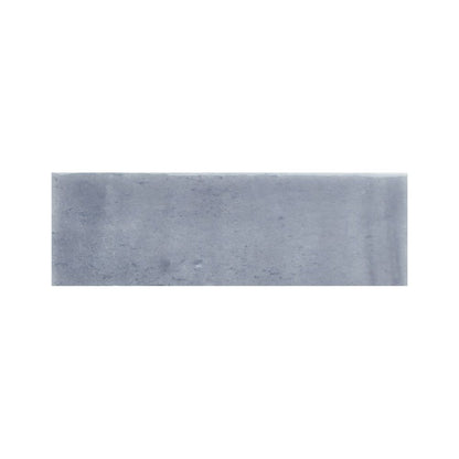 Colour Notes 2"x5" Viola Gloss ceramic wall tiles showing the edge profile and thickness