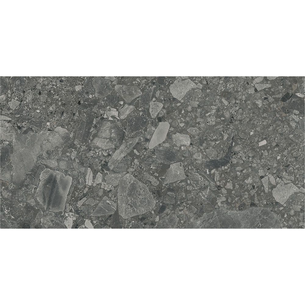 Full view of Ceppo Anthracite Matte tile on a floor, showcasing its dark grey tone and matte finish
