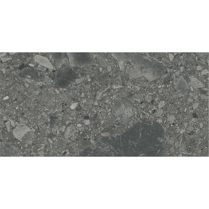 Another angle of Ceppo Anthracite Matte tile, emphasizing the moderate variation (V3) in its pattern