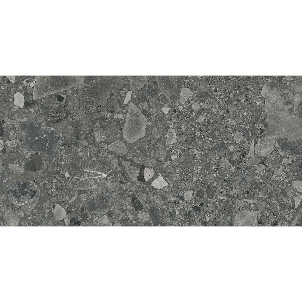 Detail of the matte finish on the Ceppo Anthracite tile, reflecting minimal light