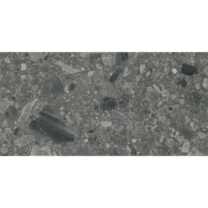 Ceppo Anthracite Matte tile in a commercial-style setting, illustrating its versatility for various applications