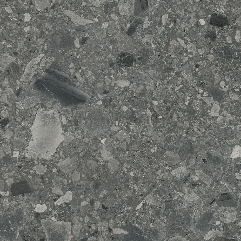 Ceppo Anthracite Matte tile in a room setting, possibly a bathroom or kitchen