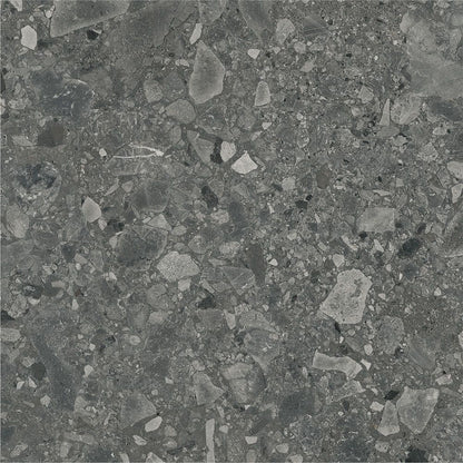 Stack of Ceppo Anthracite Matte tiles, demonstrating the consistent sizing
