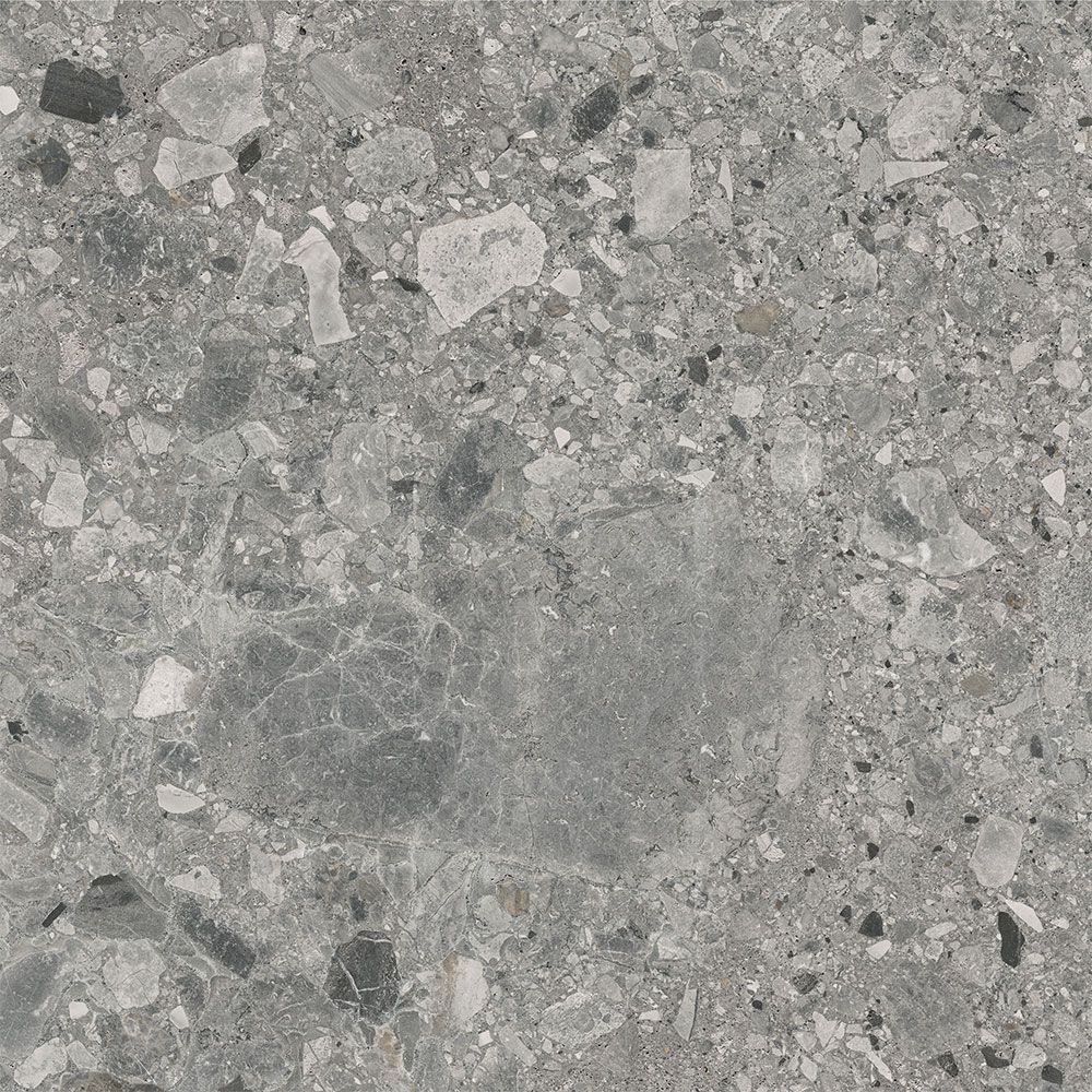 Detail of the matte finish on the Ceppo Grey tile surface