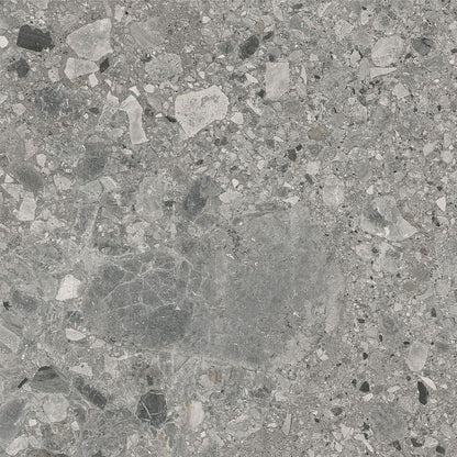 Detail of the matte finish on the Ceppo Grey tile surface