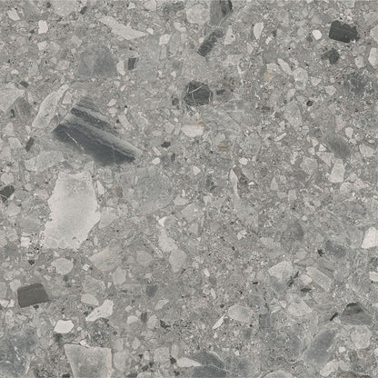 A stack of Ceppo Grey Matte tiles, showing the edge and thickness