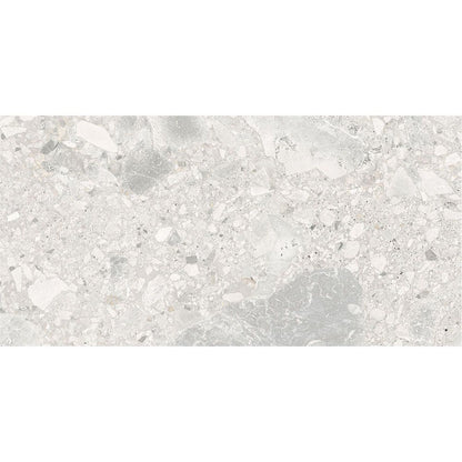 Detail shot of the matte finish on the Ceppo Ivory tile, highlighting its texture