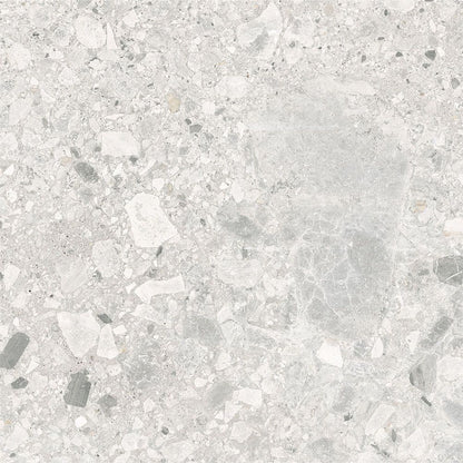 Full view of a room floor tiled with Ceppo Ivory Matte porcelain