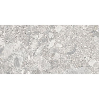 Arrangement of multiple Ceppo Natural Matte tiles installed on a floor, highlighting the V3 moderate variation