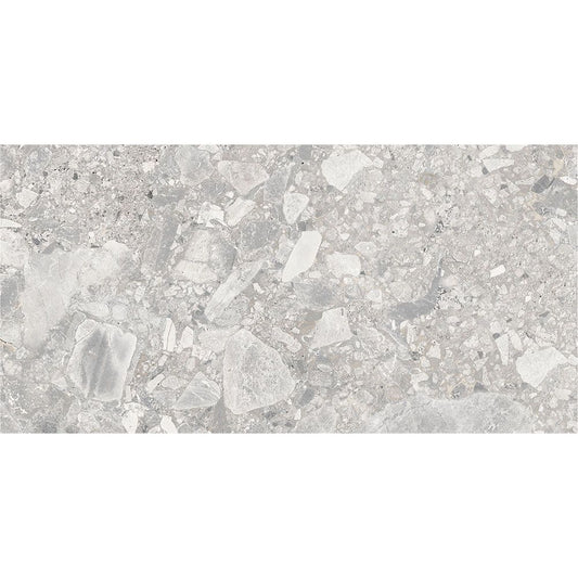 Arrangement of multiple Ceppo Natural Matte tiles installed on a floor, highlighting the V3 moderate variation