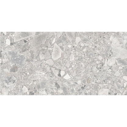 Close-up of the rectified edge of a Ceppo Natural Matte tile, indicating precise installation