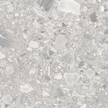 A stack of Ceppo Natural Matte 24x24 tiles, showing the rectified edges