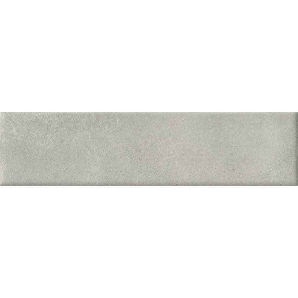 Room scene featuring Cera Grigio Cenere matte porcelain wall tiles on a wall